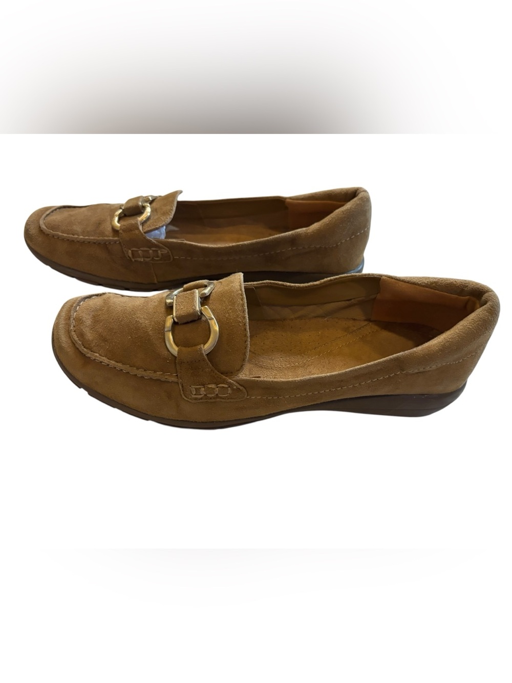 Easy Spirit Women’s Brown Suede Loafers with Gold Hardware Size 8 - Picture 5 of 6